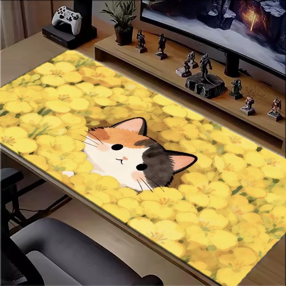 Pc Gaming Yellow - Alas Meja Besar Motif Kucing Calico