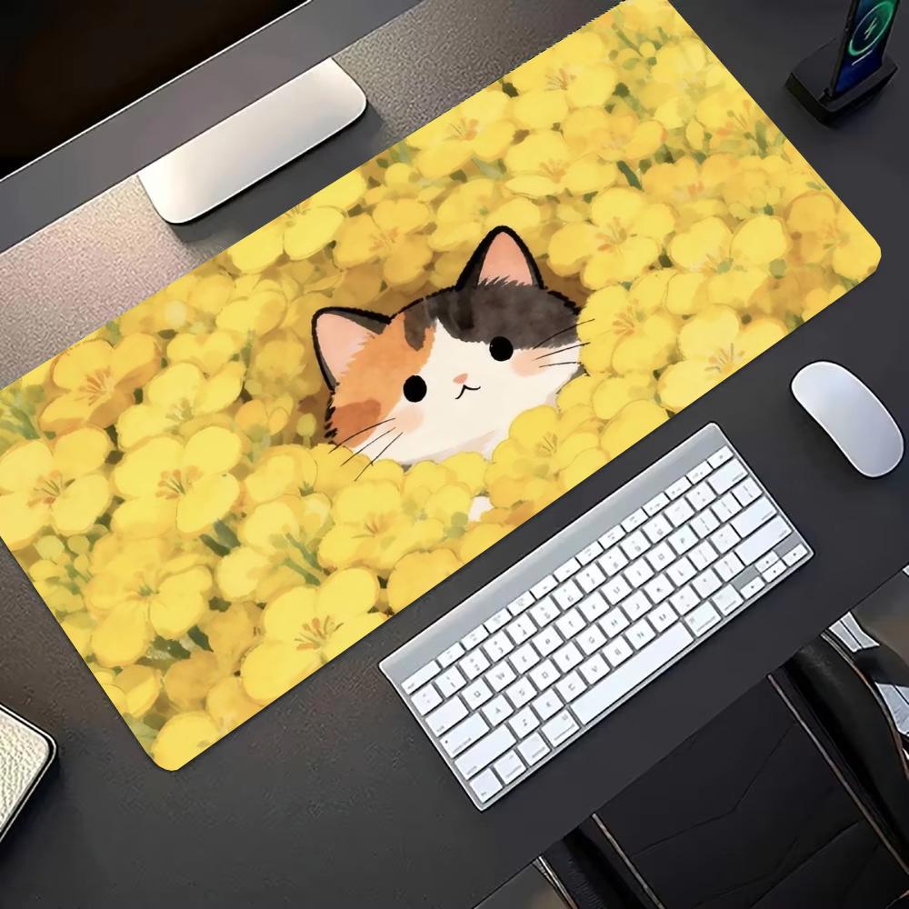 Alas Meja Besar Motif Kucing C - Pc Gaming Yellow ulasan dan harga