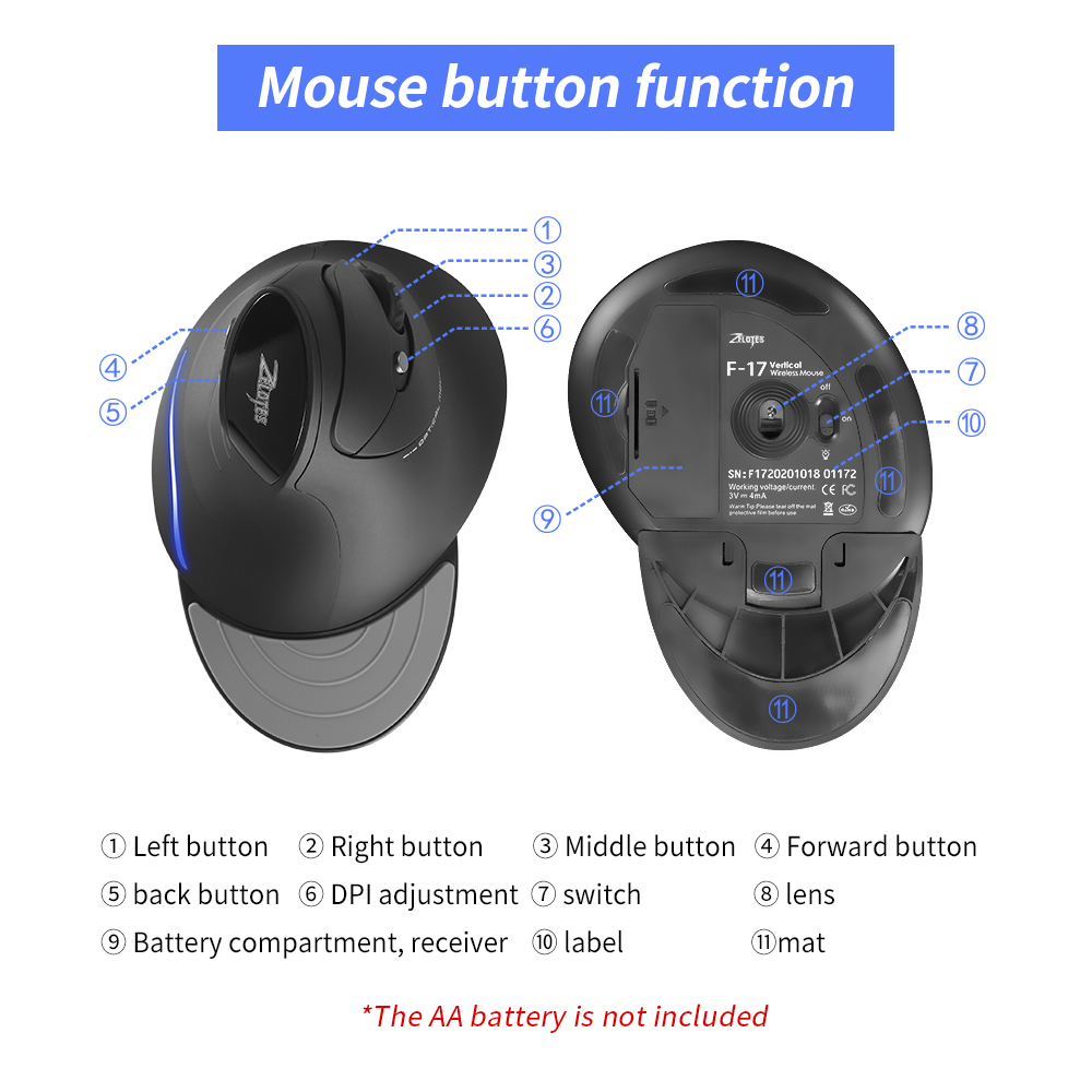 ZELOTES Mouse vertikal F-17, M - Pc Gaming Gta 6 ulasan dan harga